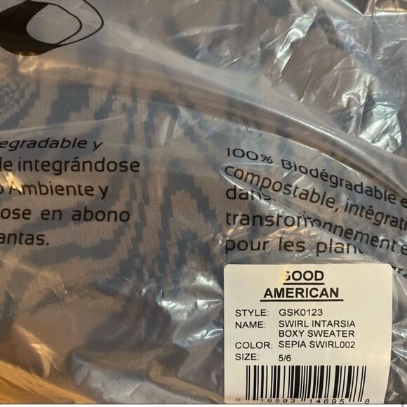 Good American Swirl Intarsia Crop Boxy Sweater NWT
Size 5/6 in Sepia002 - Picture 15 of 15